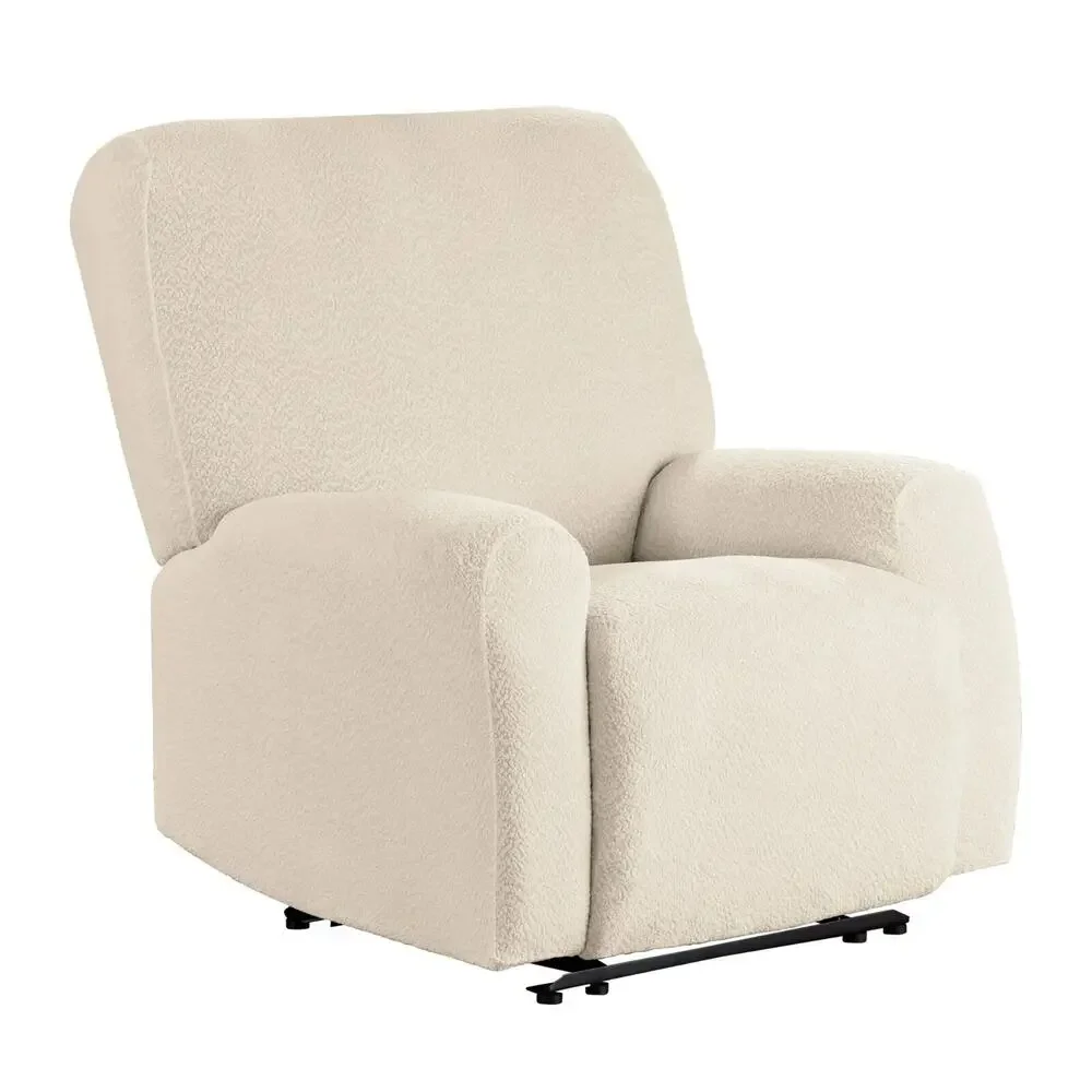 Mainstays Boucle Stretch-to-Fit Fabric Recliner Slipcover, 4-Piece, Beige